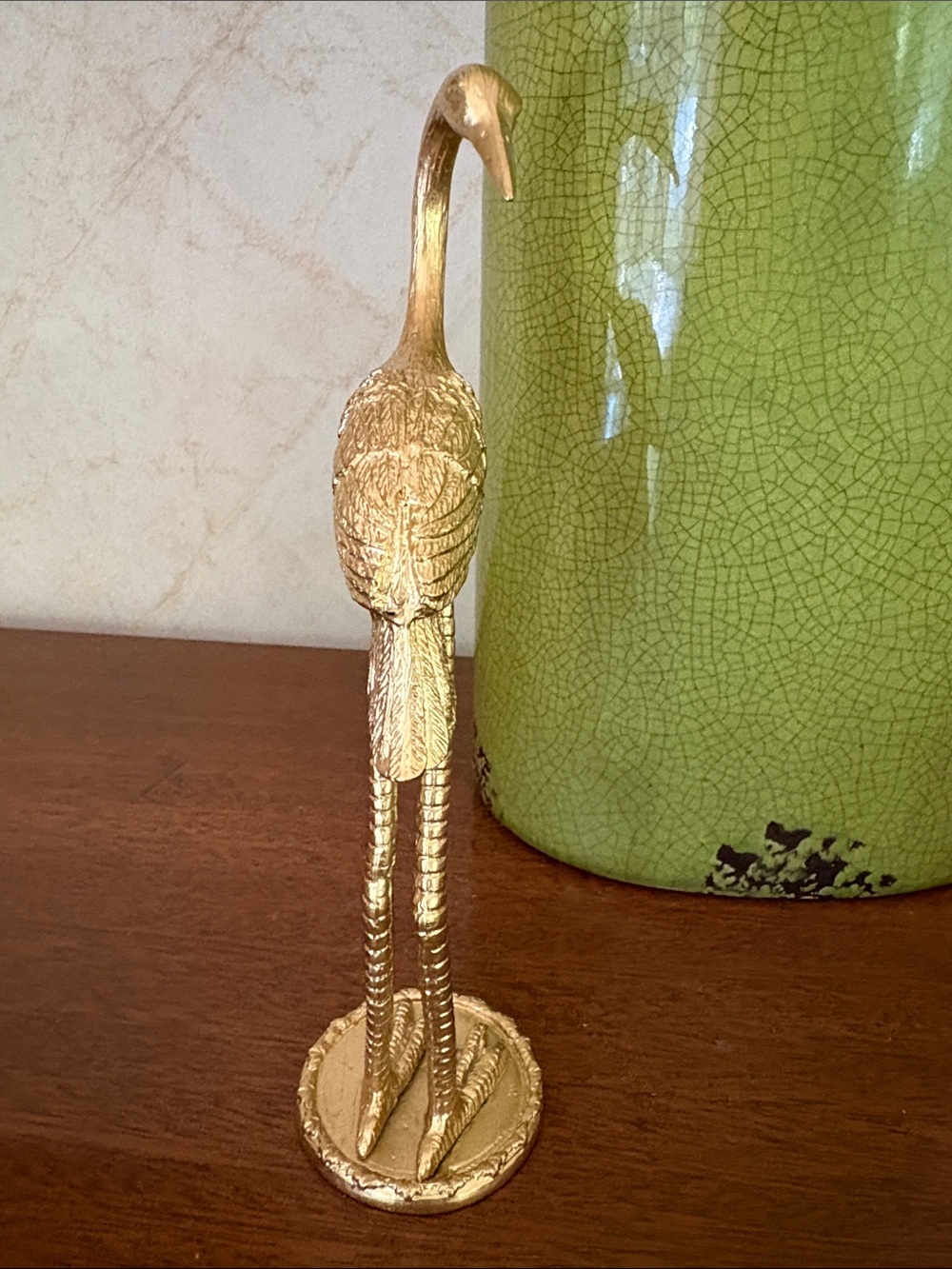 Gold Crane Ibis Egret Bird Figurine Decorative Accent - Picture 4 of 16